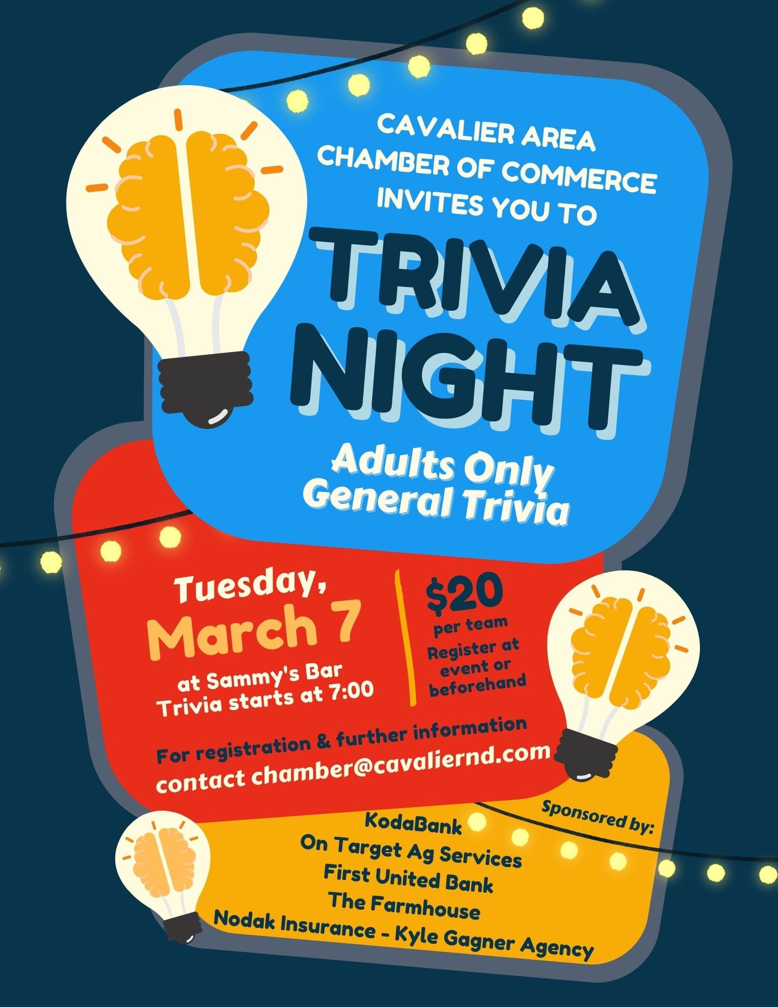 Trivia Night - Adults Only/General Trivia - Cavalier Chamber of Commerce